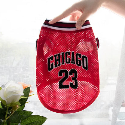 Puppy Summer Dog Clothes Mesh Breathable Sport Dog Jersey Basketball Clothes T-Shirt Summer Pet Cat Shirts for Small Large Dogs