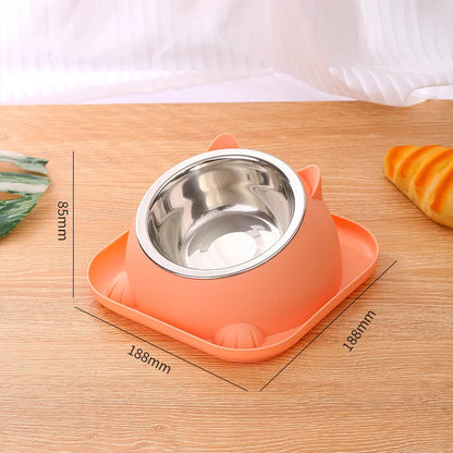 Pet Cat/Dog Bowl With Ant-proof Square Base, Anti-spill And Anti-leakage Design, Diagonal Anti-choke And Cross-neck Cat Bowl