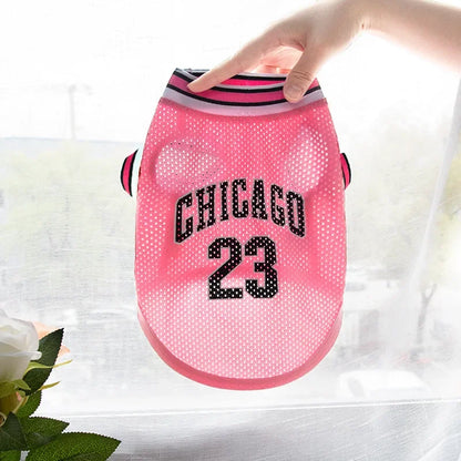 Puppy Summer Dog Clothes Mesh Breathable Sport Dog Jersey Basketball Clothes T-Shirt Summer Pet Cat Shirts for Small Large Dogs