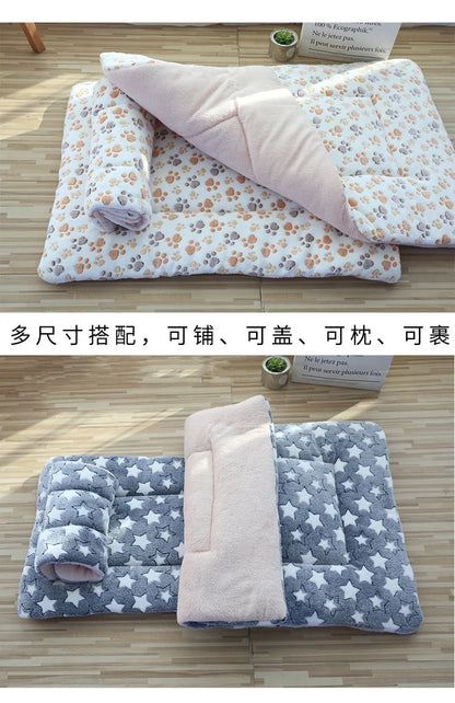 Double-sided Pet Mat Mats Short Plush Pet Sleeping Bed for Cats Small Dogs Cute Pet Pad Blanket Warm Kitten Cushion Cat Sofa Bed